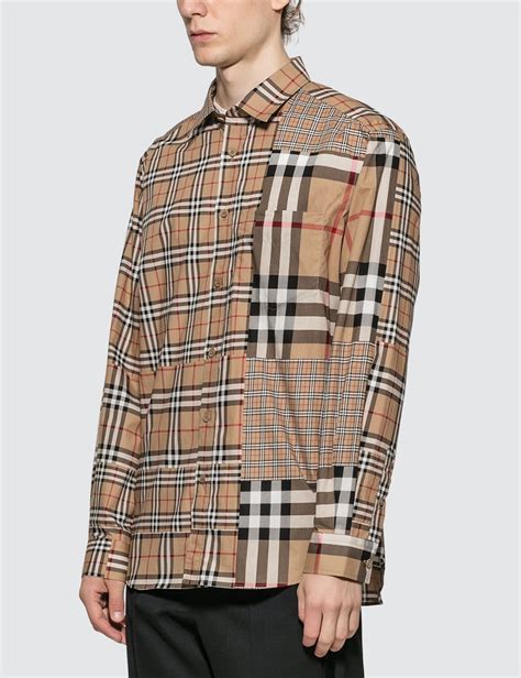 burberry classic fit patchwork check cotton shirt|Burberry Classic Fit Check Patchwork Cotton Shirt .